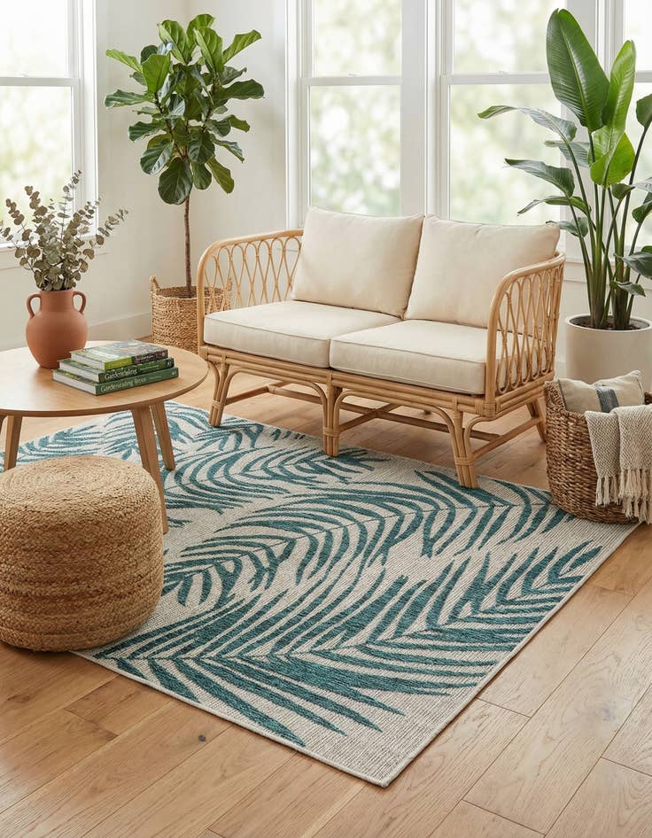 Detail image of 4' x 6'  Washable Botanical Indoor / Outdoor Rug