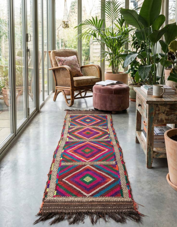 Detail image of  2' 2 x 7' 6  Hand Knotted Kilim Fars Persian Wool Runner Rug