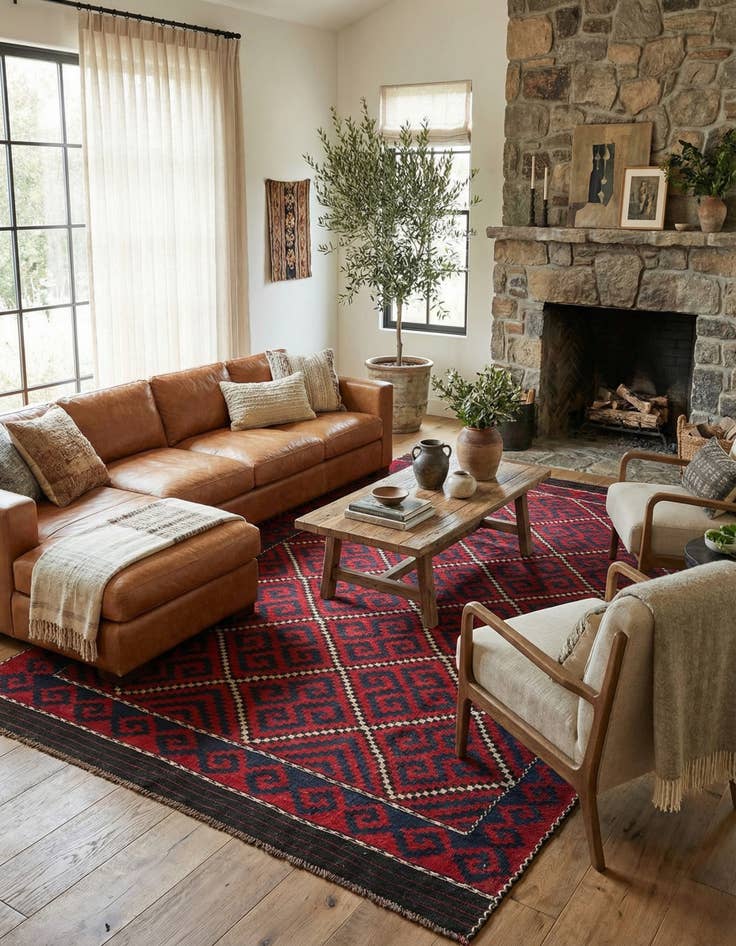 Detail image of 6' 9 x 10' 9  Hand Woven Kilim Fars Wool Rug