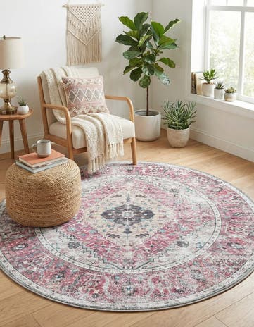 4' x 4' Washable Yara Round Rug