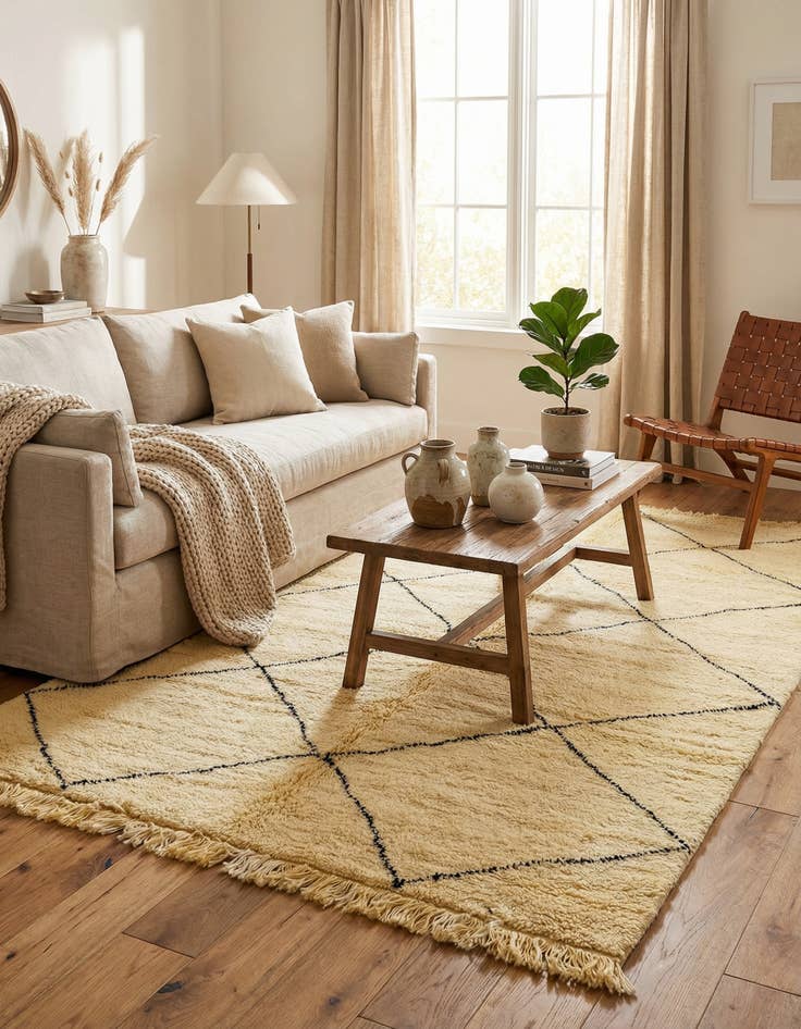 Detail image of 6' 5 x 9' 10  Hand Knotted Moroccan Wool Rug