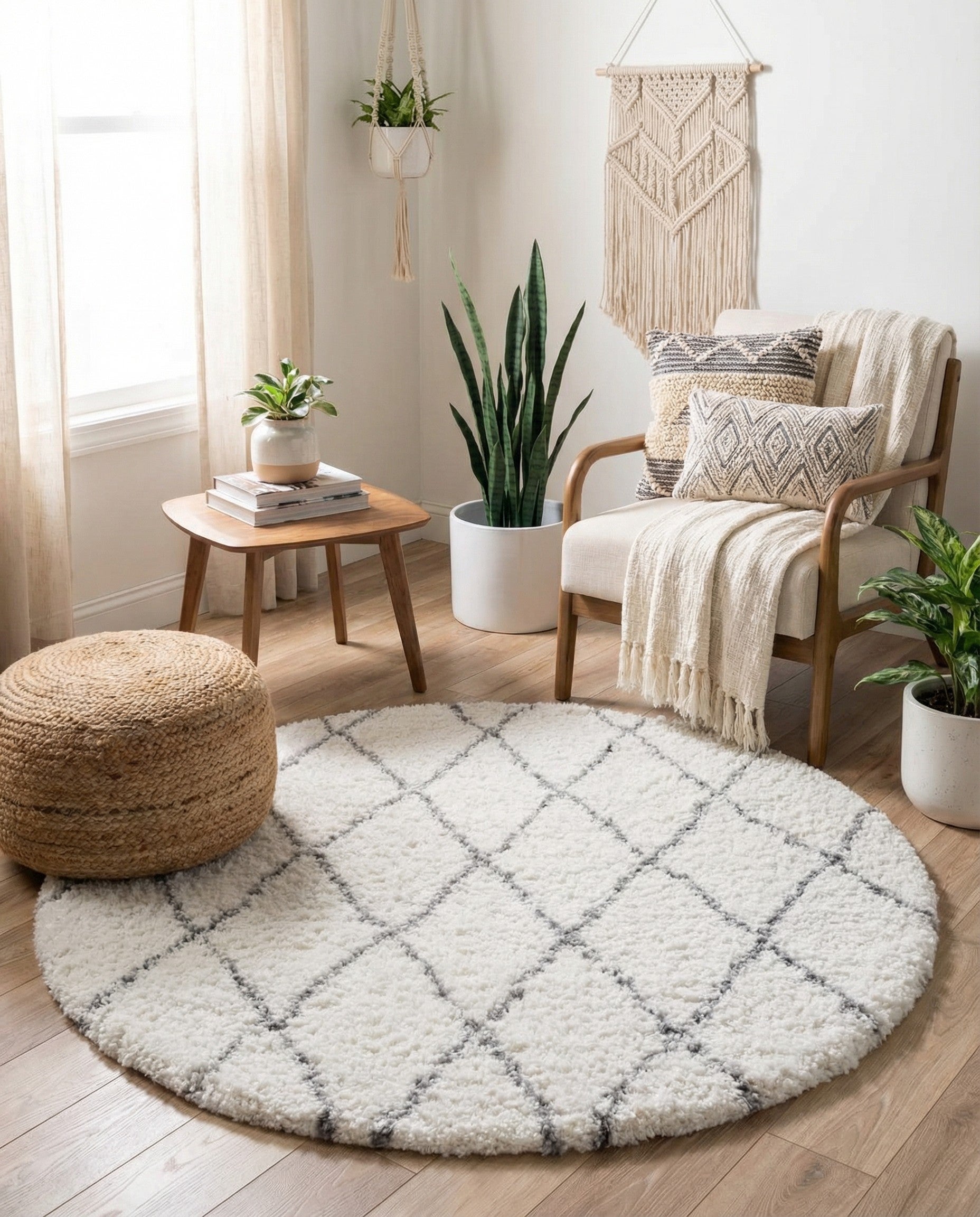  3' 3 x 3' 3 Moroccan Shag Round Rug