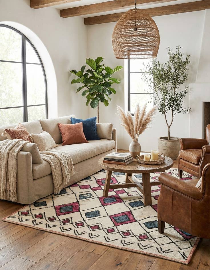 Detail image of  7' 10 x 9' 10  Hand Knotted Moroccan Wool Rug