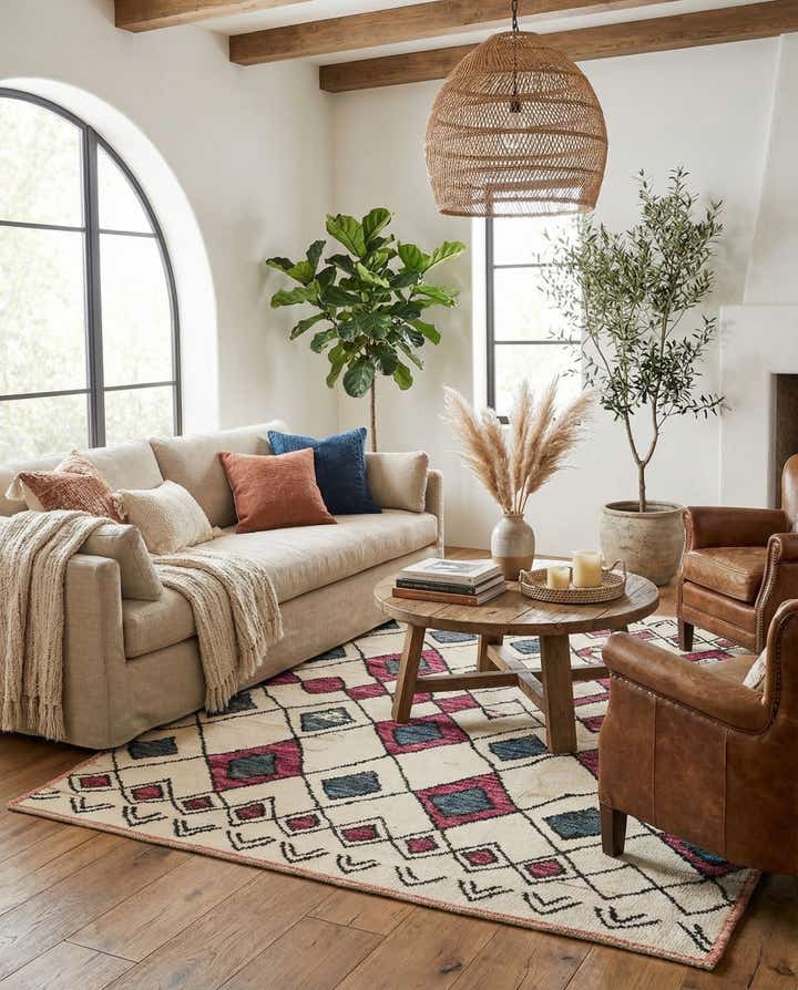 7' 10 x 9' 10 Hand Knotted Moroccan Wool Rug