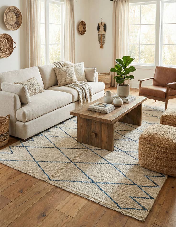 Detail image of  6' 1 x 9'  Hand Knotted Moroccan Wool Rug