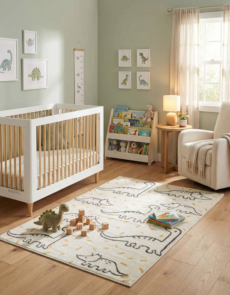 Detail image of 4' 1 x 6' 1 Dinosaur Whimsy Kids Rug