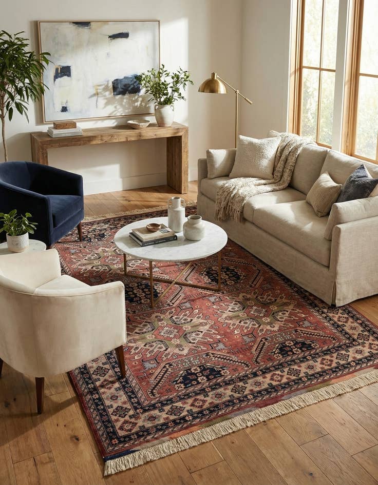 Detail image of  6' 8 x 9' 11  Hand Knotted Lahour Oriental Wool Rug