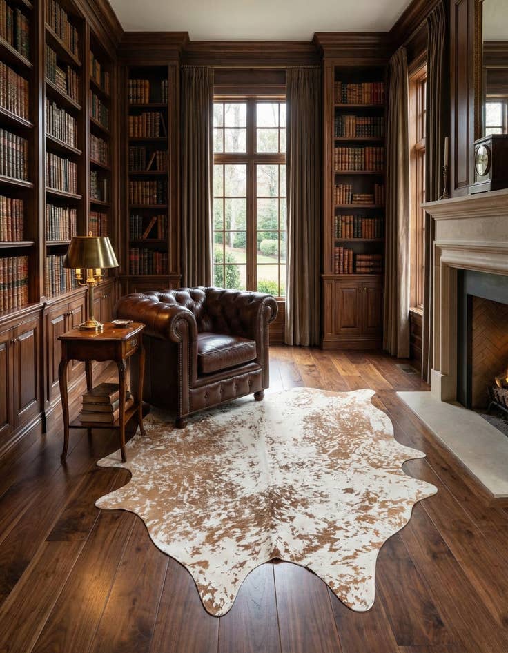 Detail image of 6' 7 x 7' 5 Cowhide Leather Rug