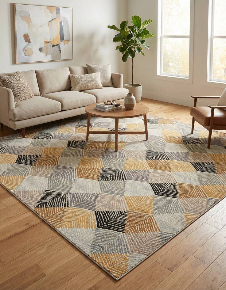 Detail image of 10' x 10'  Washable Modern Indoor / Outdoor Square Rug