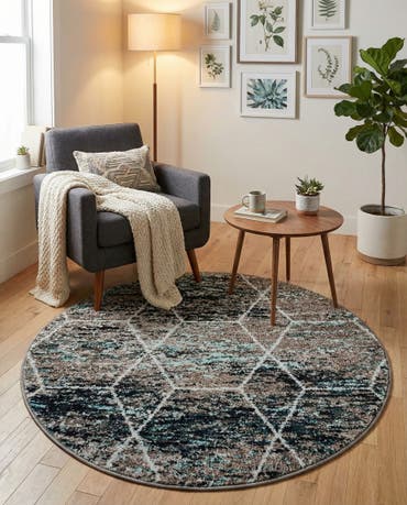  3' x 3' Lattice Frieze Round Rug