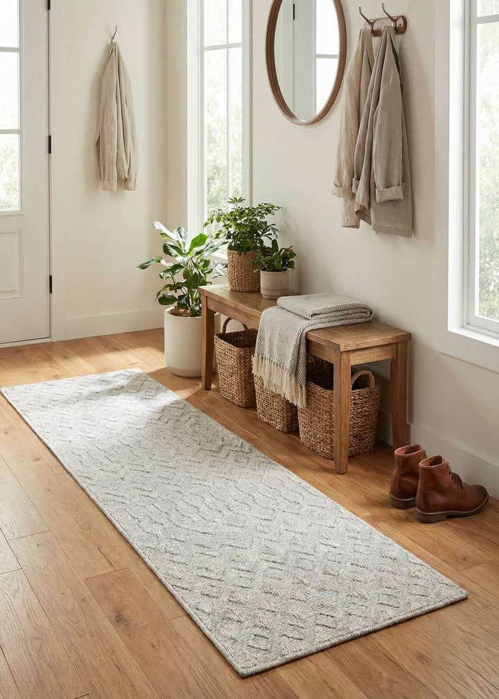 2' x 6' Easy-Clean Trellis Textured Indoor / Outdoor Runner Rug