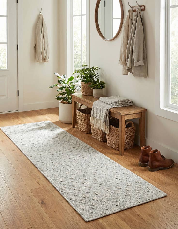 Detail image of 2' x 6' Easy-Clean Trellis Textured Indoor / Outdoor Runner Rug
