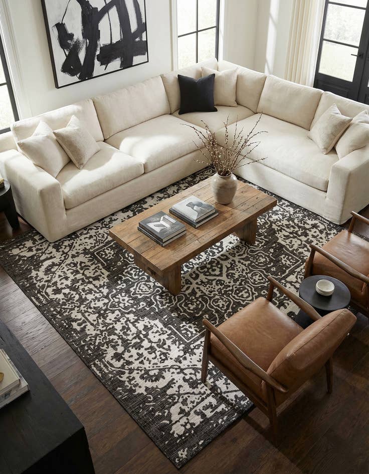 Detail image of 13' x 13'  Washable Jill Zarin Dubai Indoor / Outdoor Square Rug