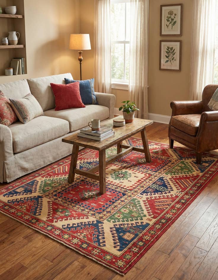 Detail image of  5' 8 x 7' 10  Hand Knotted Kazak Rug