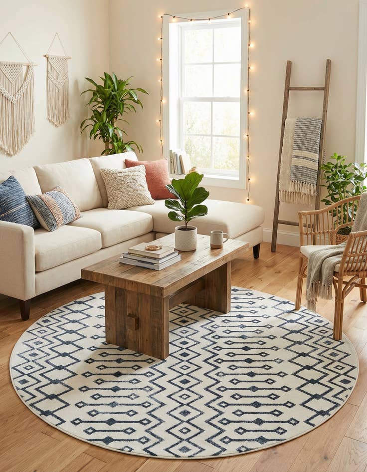 Detail image of  7' x 7' Bohemian Trellis Round Rug