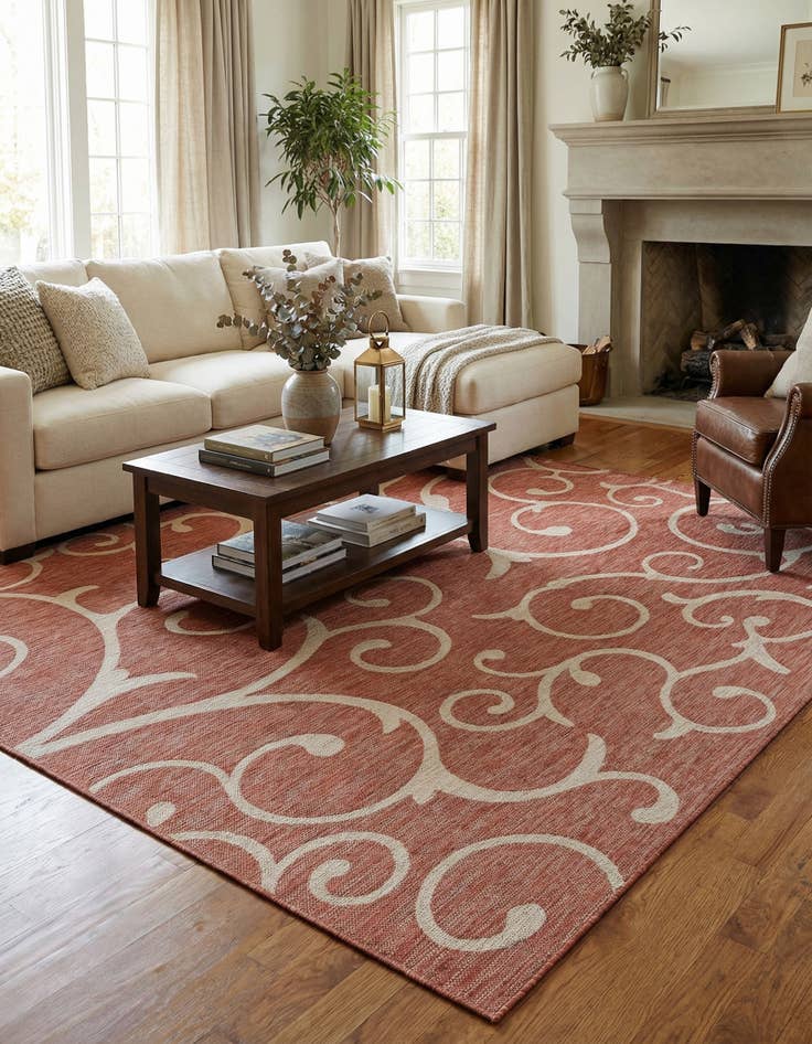 Detail image of 10' 8 x 10' 8  Washable Botanical Indoor / Outdoor Square Rug