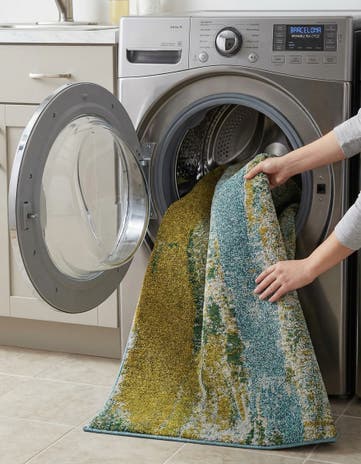 Turquoise Washable Sevilla Square Rug