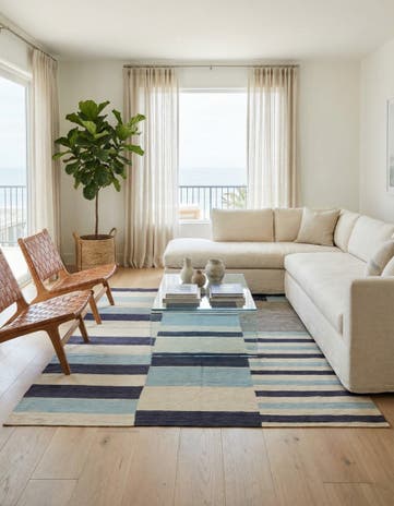 6' 9 x 9' 3 Hand Woven Kilim Modern Wool Rug