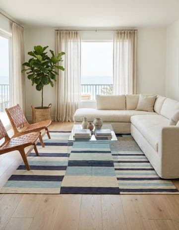 6' 9 x 9' 3 Hand Woven Kilim Modern Wool Rug