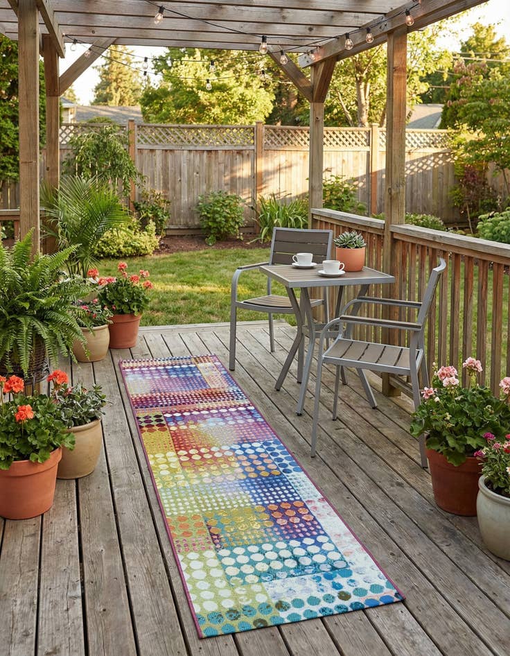 Detail image of 2' x 8'  Washable Modern Indoor / Outdoor Runner Rug