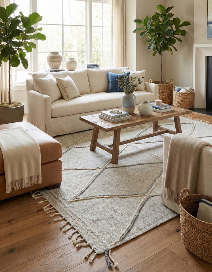 Detail image of 6' 5 x 10'  Hand Knotted Moroccan Wool Rug