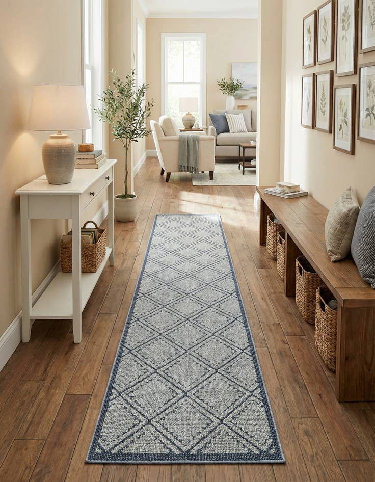 Detail image of 2' 7 x 12'  Washable Trellis Indoor / Outdoor Runner Rug