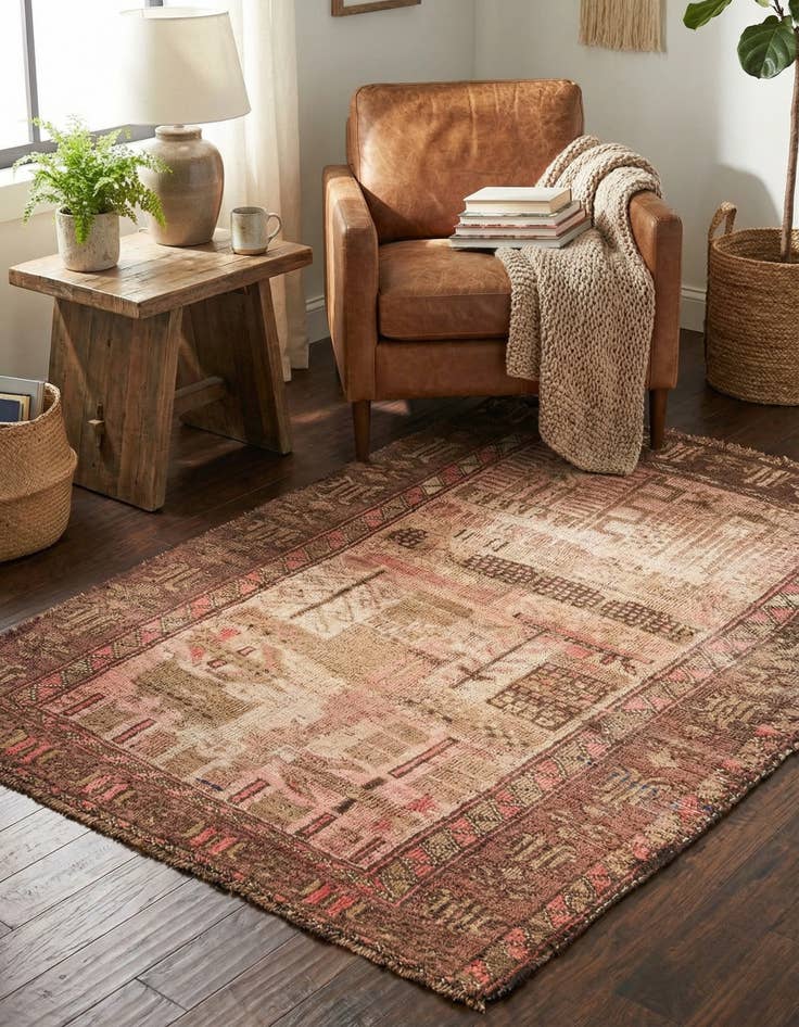 Detail image of 2' 8 x 4' 3  Hand Knotted Ultra Vintage Persian Wool Rug