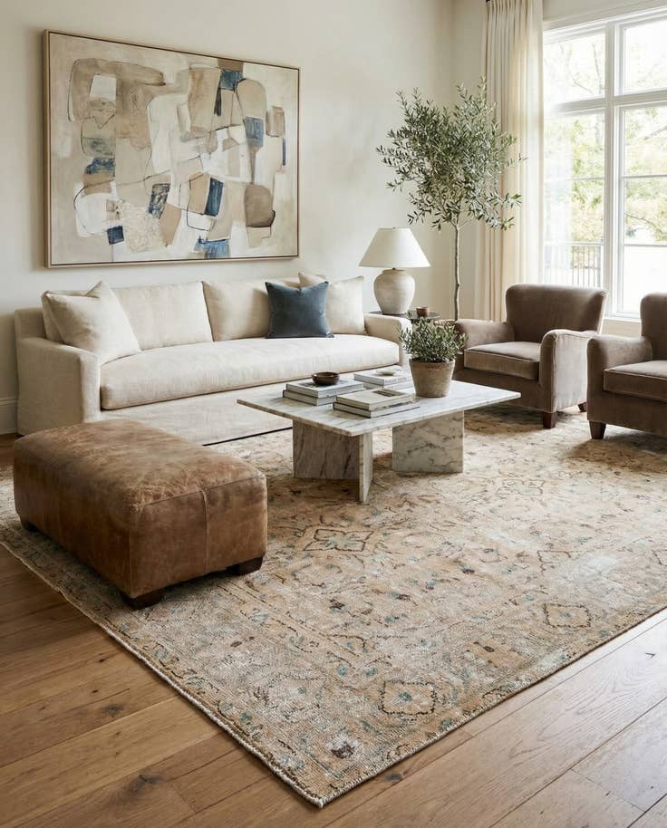 Detail image of 6' 4 x 9' Hand Knotted Ultra Vintage Persian Wool Rug