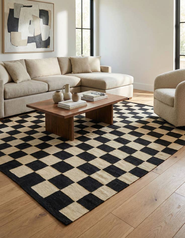 Detail image of 6' 3 x 7' 9  Hand Woven Kilim Modern Wool Rug