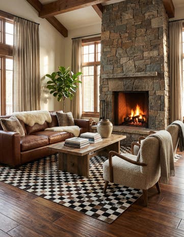 5' 1 x 8' 2 Cowhide Leather Rug
