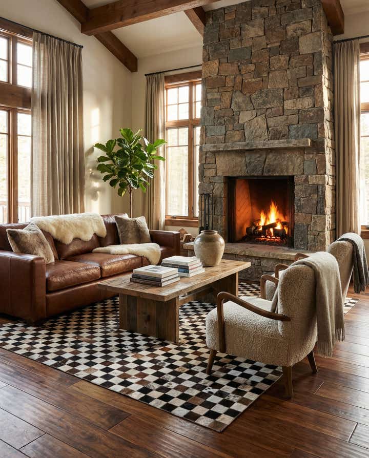 5' 1 x 8' 2 Cowhide Leather Rug