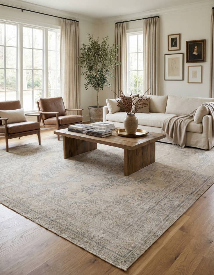 Detail image of 9' 8 x 12' 6  Hand Knotted Ultra Vintage Persian Wool Rug