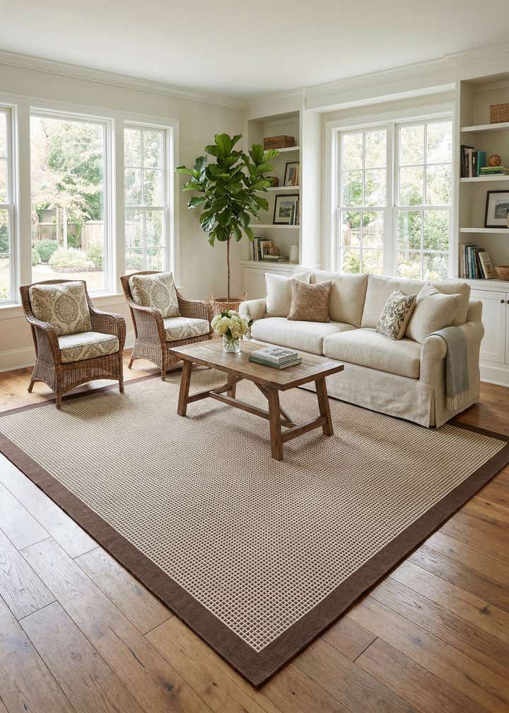 10' x 10' Easy-Clean Border Indoor / Outdoor Square Rug