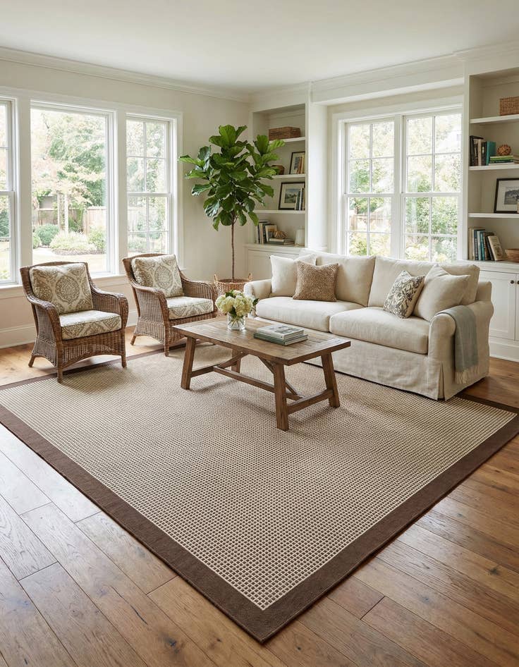 Detail image of 10' x 10' Easy-Clean Border Indoor / Outdoor Square Rug