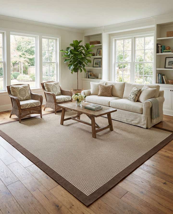 10' x 10' Easy-Clean Border Indoor / Outdoor Square Rug
