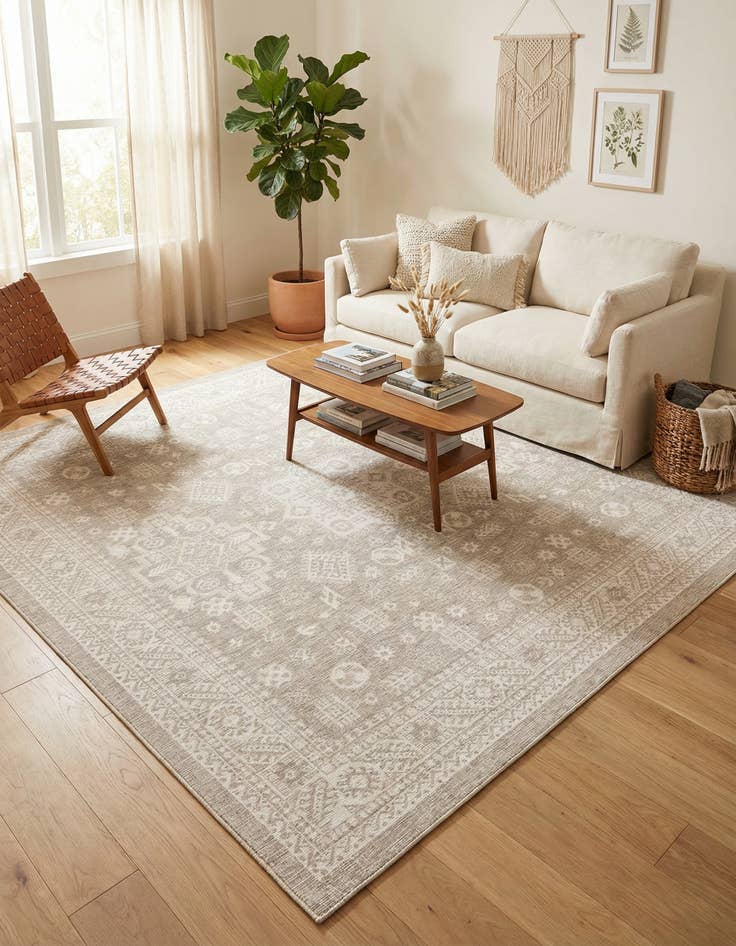 Detail image of 10' x 10'  Washable Aztec Indoor / Outdoor Square Rug