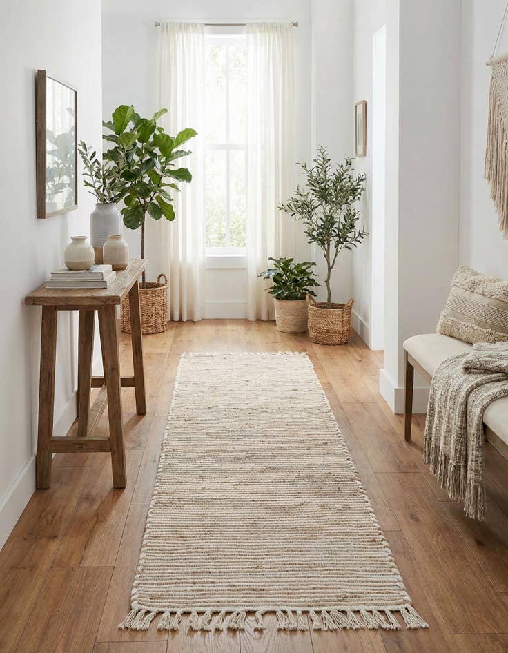 Detail image of 2' 7 x 13' 1  Hand Woven Chindi Jute Runner Rug