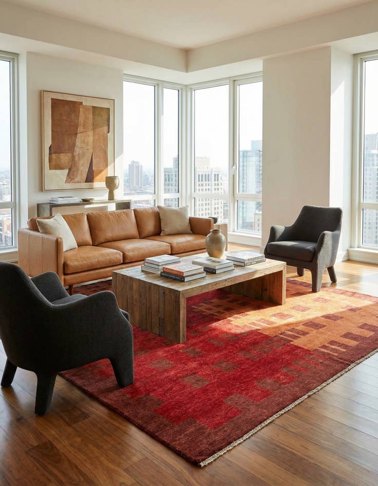 Detail image of 8' 2 x 9' 8 Modern Wool Rug