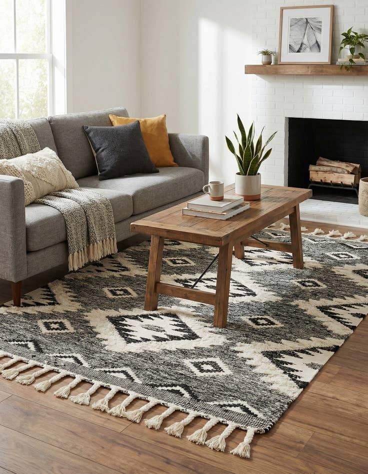 Detail image of  4' 1 x 6' 1  Hand Woven Arizona Wool Rug