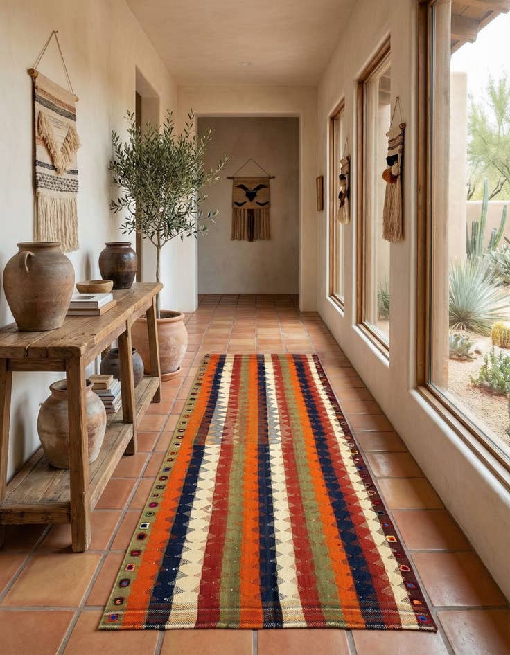 Detail image of 3' 10 x 8' 8 Jajim Wool Runner Rug