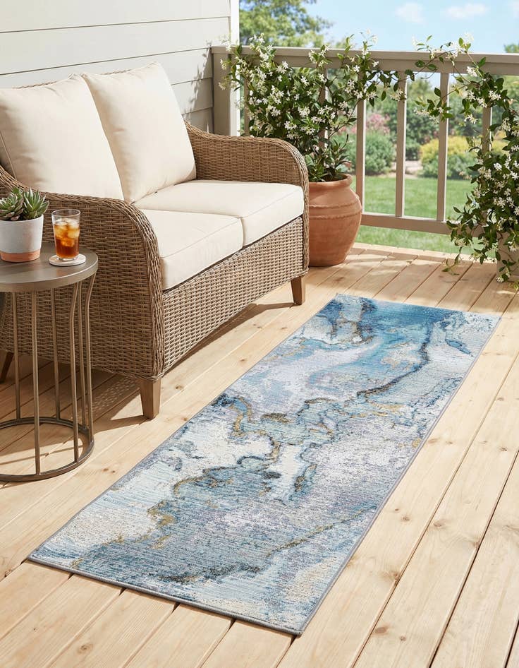 Detail image of 2' x 5'  Washable Modern Indoor / Outdoor Runner Rug