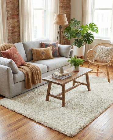  6' x 9' Solid Shag Rug