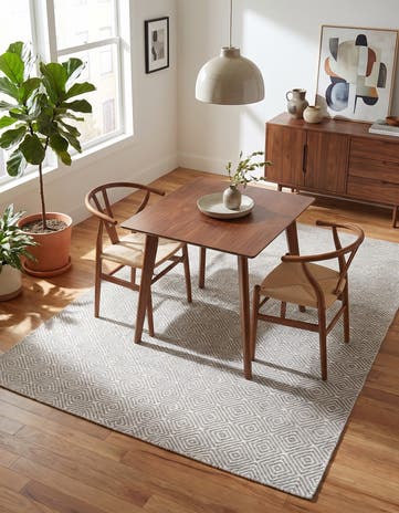 4' 1 x 6' 1 Hand Woven Geo Trellis Flatweave Rug