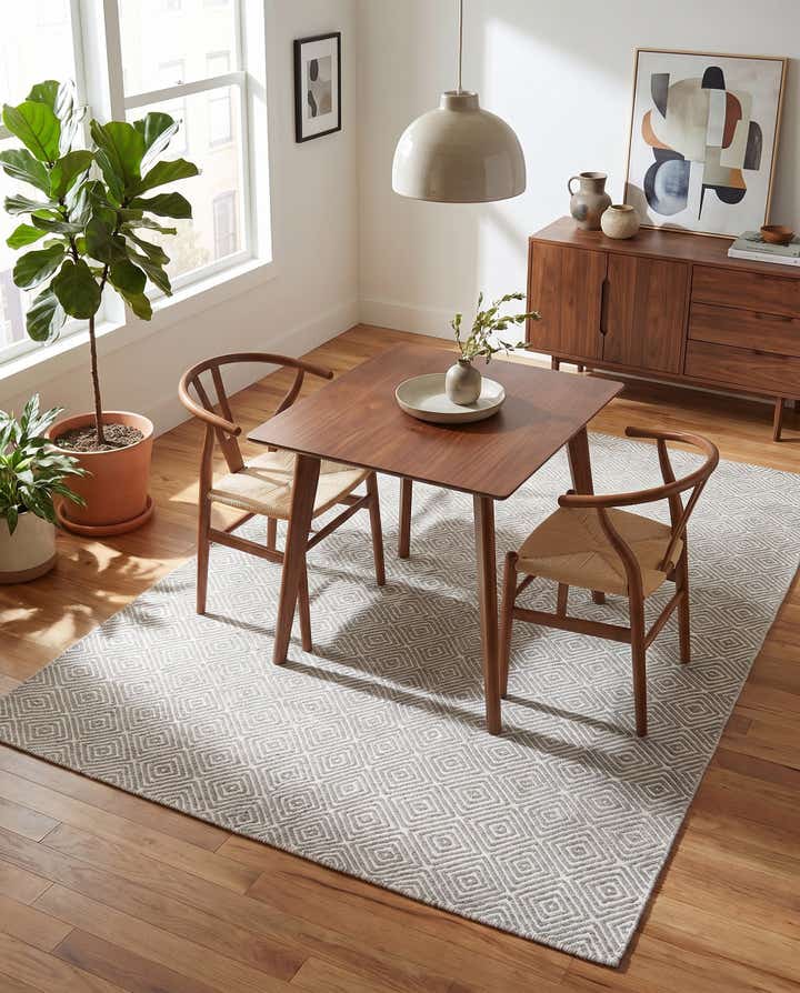 4' 1 x 6' 1 Hand Woven Geo Trellis Flatweave Rug
