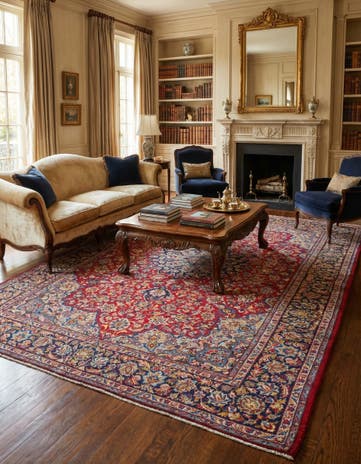 9' 8 x 13' 3 Hand Knotted Isfahan Persian Wool Rug