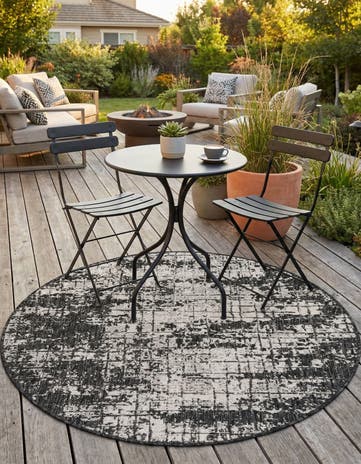4' x 4' Easy-Clean Modern Indoor / Outdoor Round Rug