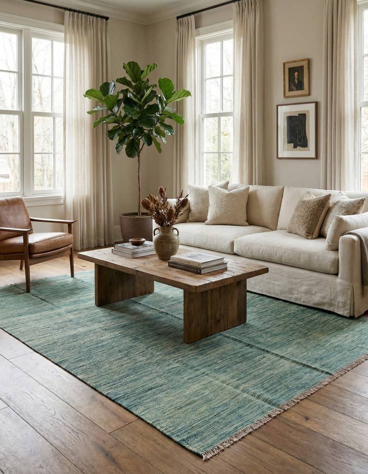 Detail image of 4' 10 x 6' 7  Hand Woven Kilim Modern Wool Rug