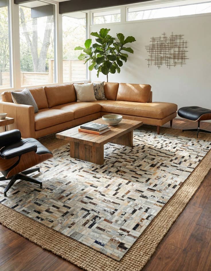 Detail image of  5' x 8' Cowhide - Patchwork Rug