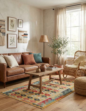 3' 5 x 6' 5 Hand Woven Kilim Maymana Wool Rug