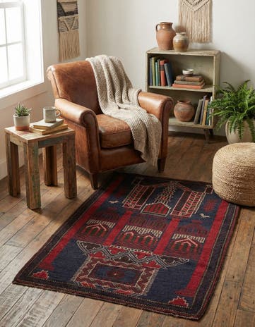 3' x 4' 7 Hand Knotted Balouch Persian Wool Rug